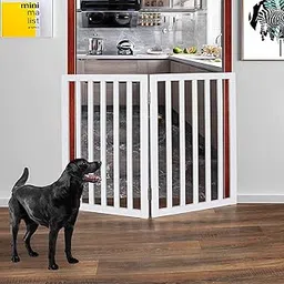 Belief Foldable Wooden Pet Gate for Dogs & Cats – Indoor Safety Barrier for Doorways, Hallways & Stairs | Free-Standing, Portable White Dog Fence – 3 Panel, 60 cm Height (【2 Panels 】 39‘’W x 30''H)-image-5