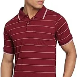 inkkr Men Striped Polo Neck Cotton Blend T-Shirt-picture-41