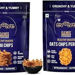 Evolve Ragi and Oats Chips | High-Fibre Crunchy Snack, Light & Nutritious Treats, Protein-Rich Snacks, Light & Wholesome Munchies, No Palm Oil & Preservative-Free | 200g (100g Each, Pack of 2)-picture-10