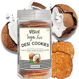 Vistevia Sugar Free Coconut Desi Cookies, Diabetic Freindly - Made With Coconut, Almonds, Desi Ghee And Stevia - Delicious To Taste, Pack Of 1 (150G)-picture-13