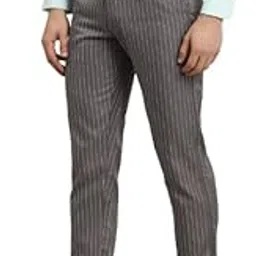 sojanya Men's Regular Mid Rise (Since 1958 Cotton Blend Striped Formal Trousers-picture-54