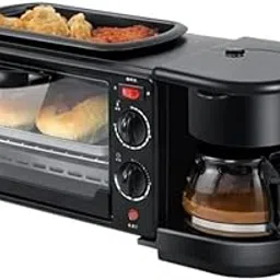 Drumstone 3 in 1 Breakfast Maker With Coffee Maker, Mini Oven, NonStick Grill Toaster Oven Portable Multifunctional Family Size Breakfast Station, Electric Grilled Machine for Sandwiches Cake-image-22