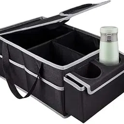 Mann Mart Foldable Car Seat Organizer with Cup Holder & Multiple Compartments for Travel & Road Trips-picture-27