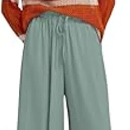 kotty Women's Relaxed Fit Wide-Leg Drawstring Palazzo Trouser for Everyday Comfort & Style image 1