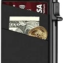 bukela Slim Card Holder Wallet - Minimalist Pop up Leather Wallet for Men RFID Blocking, Black, Classic-picture-16