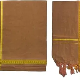 greyten Color Cotton Dhoti and Towel with Color Border for Men - 2 Meters-picture-20