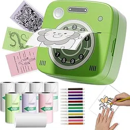 DOLEWA Mini Sticker Printer, Portable Pocket Note Printer with 8 Rolls Color Paper, Inkless Bluetooth Thermal Printer for iOS Android/Tablet, Journal, Photo/Studio, Memo-image-3