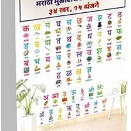NAATE Marathi Alphabet – Complete A ते ज्ञ (अ, आ, इ, ई … क, ख, ग, घ … ज्ञ) | Self-Adhesive Marathi Learning Stickers for Kids | Educational Stickers for Walls & Books | Made in India-picture-59