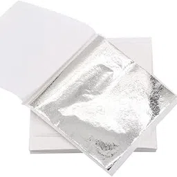 Gold Leaf Sheets, 100 Sheets, 8 by 8.cm Warq Golden Foil Paper for Gilding, Resin Art, Maysur Paintings, Arts Crafts, Nail Deco, Furniture, DIY Projects (3.14 x 3.35 inches, Silver)-picture-21