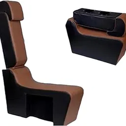 Decode Wooden Car Centre Seat Armrest for Innova Crysta 7 seater (BLACK and TAN)) | Car Center Console External Seat | Car Armrest with 2 Bottle/Glass Holders.-picture-67