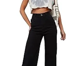 miss chase Women's Wide Leg High Rise Regular Stretchable Denim Jeans-picture-19
