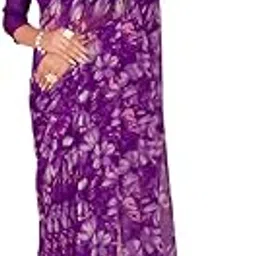 satpurush Women’s Chiffon Saree with Flower Print – Soft, Lightweight Floral Saree with Blouse-picture-46