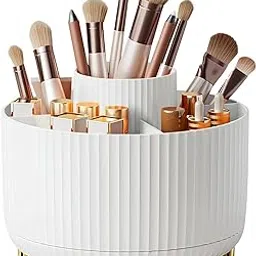 INKULTURE 360° Rotating Makeup Brush Holder Organizer | Makeup Organizers Countertop | Makeup organization Skincare Storage for Vanity, Desktop, Bathroom | White, Pack of 01-picture-13
