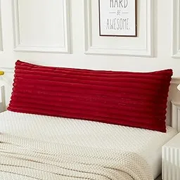 Cottonfry Ultra Soft Velvet Body Pillow Cover/Case Pillowcase with Hidden Zipper, Zippered Body Pillow Case (Red (Line Fur), 20x54)-image-27