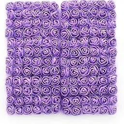 Florona Foam Rose Fake Flowers for Crafts 144 pcs 2 cm Mini Wreaths Artificial Flower Bouquet Purple Color Rose Flower Wedding Scrapbooking Decoration-image-7