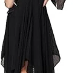 kuberakshi fashion studio llp Black Georgette Zig-Zag Flared Long Dress – Stylish Womens Georgette Maxi Dress-picture-54