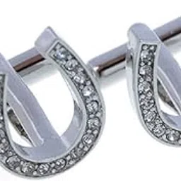 mrcuff Horseshoe Crystals Horse Shoe Race Racing Pair Cufflinks in a Presentation Gift Box & Polishing Cloth, microfiber-picture-18