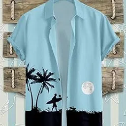 lamboo Men Latest Goa Hawaiian Beach Printed Stylish Latest Look Half Sleeve Stretchable Fabric Slim Fit Cut Away Collar Casual Shirt-picture-27