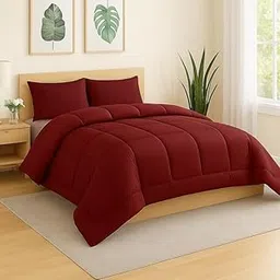 Warm Comforter Winter 1 Piece Only | AC Comforter Microfiber 90X100 Inch Double - 150 GSM Burgundy Color-picture-15