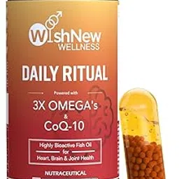 WishNew Wellness DAILY RITUAL with Triple Strength Fish Oil & CoQ-10 | Enhanced Heart & Brain Health | 60 Liquid Capsules with CoQ10 Pellets | High Potency Omega-3, EPA, DHA for Wellbeing-picture-20