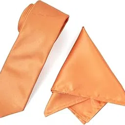 vibhavari Men's Peach Solid Tie & Pocket Square-picture-41