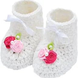 love crochet art Unisex-Baby's White Bootie -Medium-picture-45
