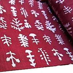 Malan bai Jaipuri Handmade Floral Printed Pure Cotton Unstitched Dress Material Sanganeri Fabric for Blouse/Plazzo,Kurti/Lehenga/Saree/Piece Material for Girl/Women (Mehroon, 2.5 Meter)-picture-19