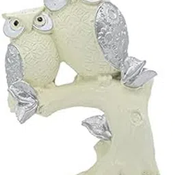 YSP CRAFTS Polyresin Owl Set of 2 Showpiece for Table Decor White & Silver Handmade Figurines for Home Dcor, Resin Tabletop Decor-image-40