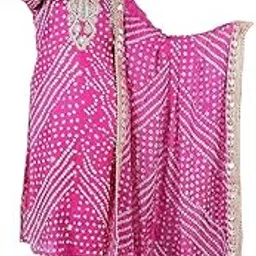 pk mart Bandhani Women’s Knee-Length Unstitched Suit – Traditional Indian Bandhej Art Silk Fabric for Custom Tailoring-picture-36