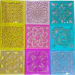 Avanti Creation Square Plastic Rangoli Stencils for Floor Decoration Tools kit for Diwali Decorations, Multicolor, 12 Inches, Big Size - Pack of 4-picture-32