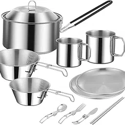 Fashion My Day® Cooking Pot Camping Equipment Accessories Stackable Portable for Picnic 12pcs | Sporting Goods | Outdoor Sports | Camping & | Camping Cooking Supplies | Camping Cookware |-image-72