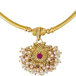 shining jewel - by shivansh Gold Plated Traditional Clustor DesignThushi Pipe Necklace For Women (SJ_2294)-picture-30