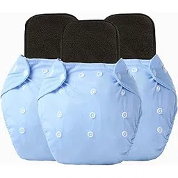 Alya Baby 3 Reusable Cloth Diapers & All in One Adjustable Sizes With 3 Bamboo Charcoal Inserts (5 Layers) for New Borns/Infants Age 0-24 Months-picture-22