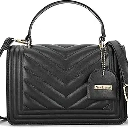 fastrack Mova Satchel Handbag with Chevron Quilting, Flap Closure, Top Handle and Adjustable Shoulder Strap - Stylish Medium Bag for Women-picture-29