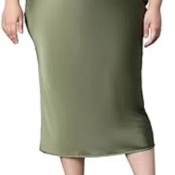 oxolloxo Women Plus Size Soild Elasticated Long Satin Skirt-picture-17
