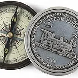 Steam Engine 1760 Engraved Compass - Antique Finish Working Pocket Compass - Unique Gift for Train Lovers, Engineers & History Buffs (NA1179)-picture-24