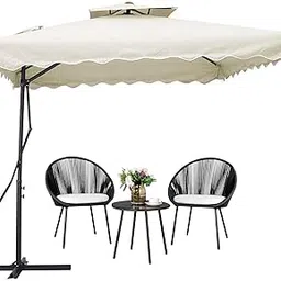 THESHELTERS - Side Pole Square Outdoor Garden Umbrella 9ft (2.2 x 2.2 sq mtr) with Cross Metal Stand | Double Top Patio Umbrella for Outdoor lawn, Patio, Beach, Party, Resorts-picture-31