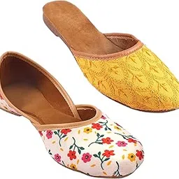 Babbotty Combo Jaipuri Juttis Mojari for Women & Girls Pack of 2 Multi Color-picture-31