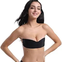 click&ship Women's & Girl's Strapless Push Up Wire Free Stick On Invisible Bra, Stick on Bra for Backless Dress.(Black)-picture-47
