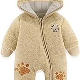 baby bucket Warm Winter Fur Wool Full Sleeve Footless Baby Romper with Hood, Front zip Bodysuit for Baby Boy Girl-picture-29