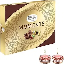 Astonished Retail Ferrero Rocher Moments Chocolate Hamper | Premium Diwali Chocolate Hamper | Diwali Chooclate Gift with Diwali Diya Set of 2 | 788-image-1