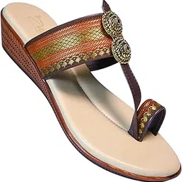 zibia Women's Synthetic Leather Comfort Fashion Sandal | Colour - Black-Maroon | Size - P-picture-15