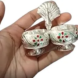 German Silver haldi kumkum barini (Container) - Ideal for Traditional Gifting Set of -1 pcs-image-0