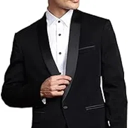 manq Men Solid Tuxedo Blazer - Button Closures, Double-Vented Back Hem-picture-49