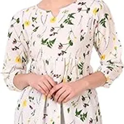 9ine pillars White Color and Flowers Printed Women or Girls Top(111-TOP-OFFWHITE-S)-picture-42