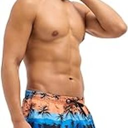 the bear house Men's Printed Swim Shorts with Drawstring Closure-picture-32