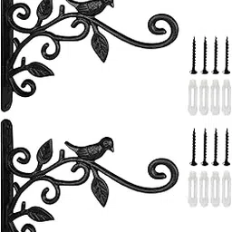Jazzy Pearls® 2Pack Hanging Plants Bracket Wrought Iron Flower Basket Stand for Flower Pot 22X25CM | Yard, Garden & Outdoor Living | Gardening Supplies | Plant Care, Soil & Accessories-image-60