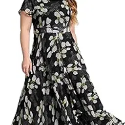 Women's Navy Blue Georgette Digital Floral Printed Floral Printing Short Sleeve A-Line Maxi Gown Dress for Women (Gown Dress 248)-image-2
