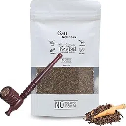 100% Tobacco-Free & Nicotine-Free Smoking Mixture With 100% Natural & Ayurvedic Herbal Smoking Blend 1 Pack With Wooden Circular Pipe-picture-26