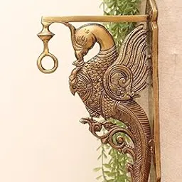 Das Traders Brass Brass Peacock Wall Mount Bracket | Peacock Design Braket for Hanging Bells and Diyas-picture-16